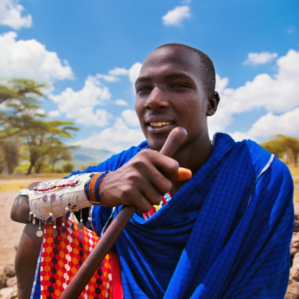 Maasai young adult man in traditional clothes